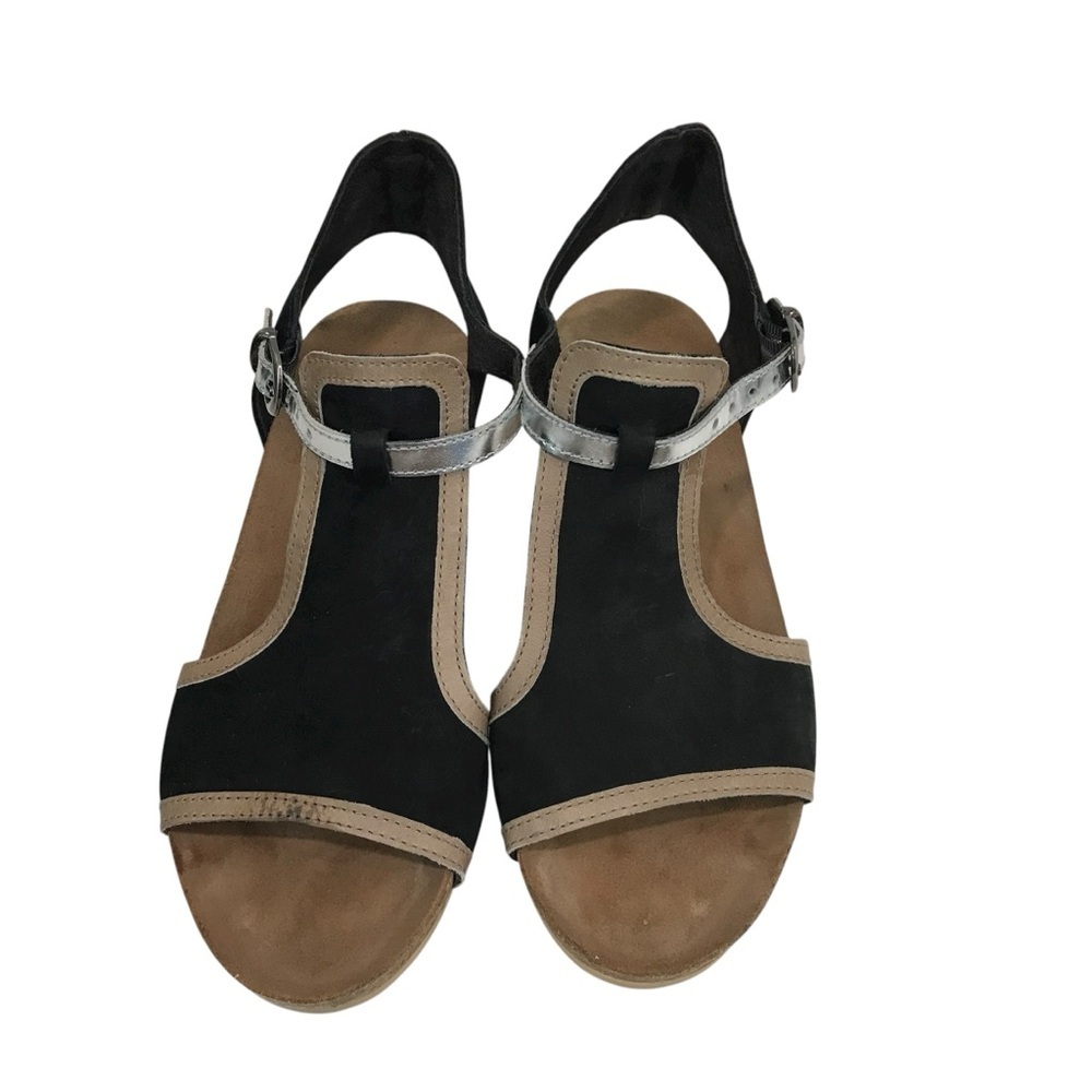 Naot Women's Fiona Sandals Size 37 6 Black Leather Wedge Heel Caged Shoe Open - Picture 3 of 6